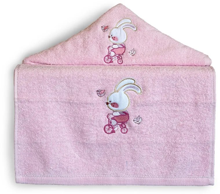 Σετ Πετσέτες Bebe 2τμχ Βαμβακερές Bike Pink SBaby