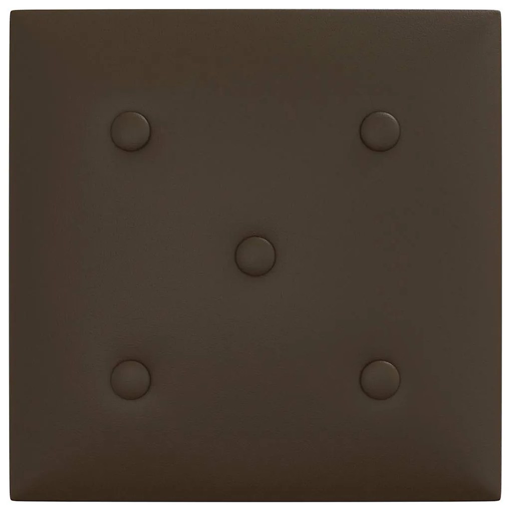 vidaXL Πάνελ Τοίχου 12 τεμ. Καφέ 30 x 30 εκ. 1,08 μ² Συνθετικό Δέρμα