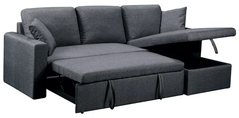 WOODWELL MONTREAL Καναπές - Κρεβάτι Γωνία Αναστρέψιμη με Χώρο Αποθήκευσης, Ύφασμα Ανθρακί 223x146x80x83cm Bed:115x194x43 Ε9586,6