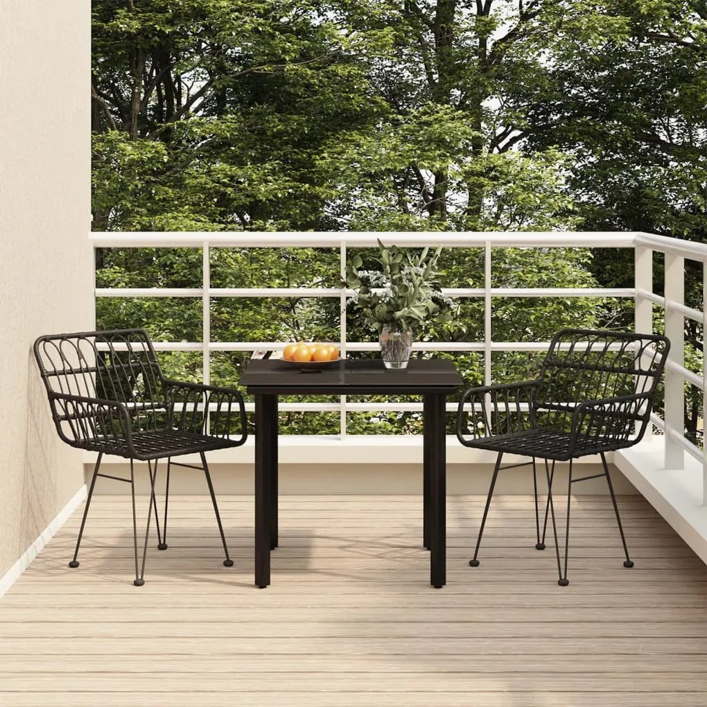vidaXL Σετ Επίπλων Bistro Κήπου 3 τεμ. από Μαύρο Συνθετικό Ρατάν