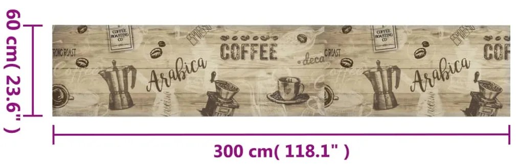 vidaXL Χαλί Κουζίνας Πλενόμενο Καφέ Επιγρ. Coffee 60x300 εκ. Βελούδο