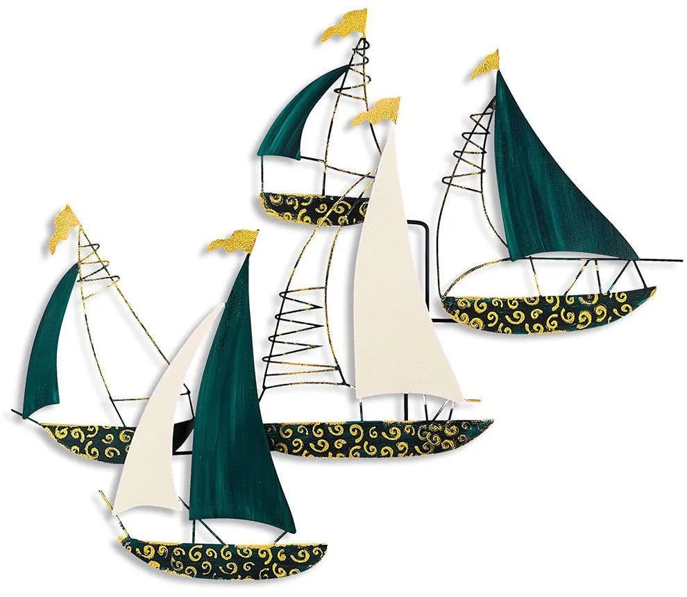 Διακοσμητικό Τοίχου Kadirga 930DYU1191 77x91cm White-Green-Gold Wallity Μέταλλο