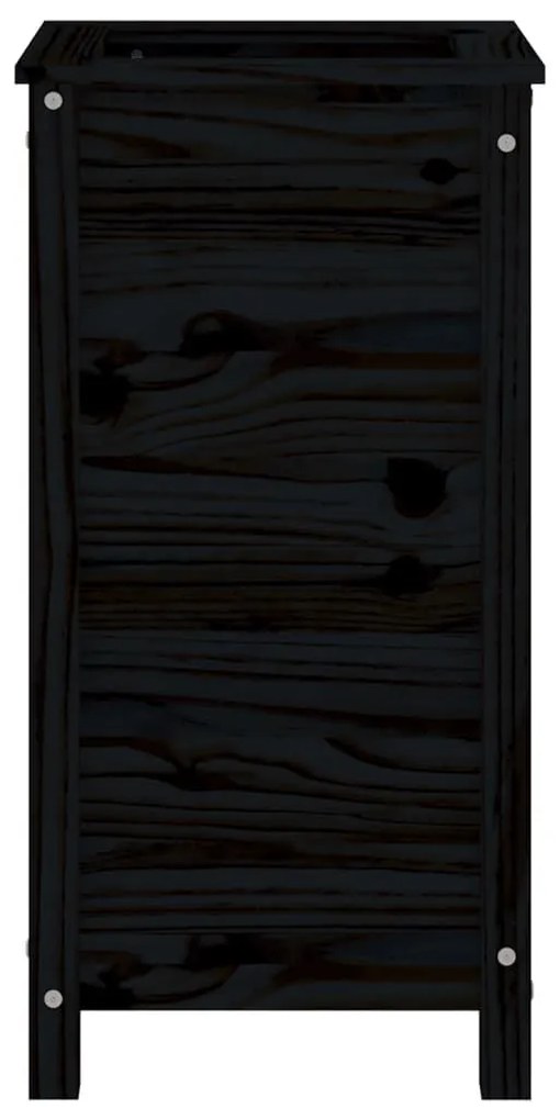 Ζαρντινιέρα Μαύρη 40 x 40 x 78 εκ. από Μασίφ Ξύλο Πεύκου - Μαύρο