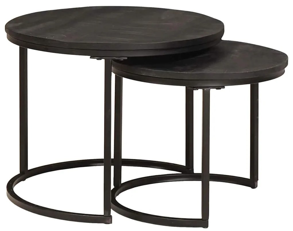 Τραπεζάκια Καφέ Στερεών 2 pcs Μασίφ ξύλο μάνγκο και χάλυβας