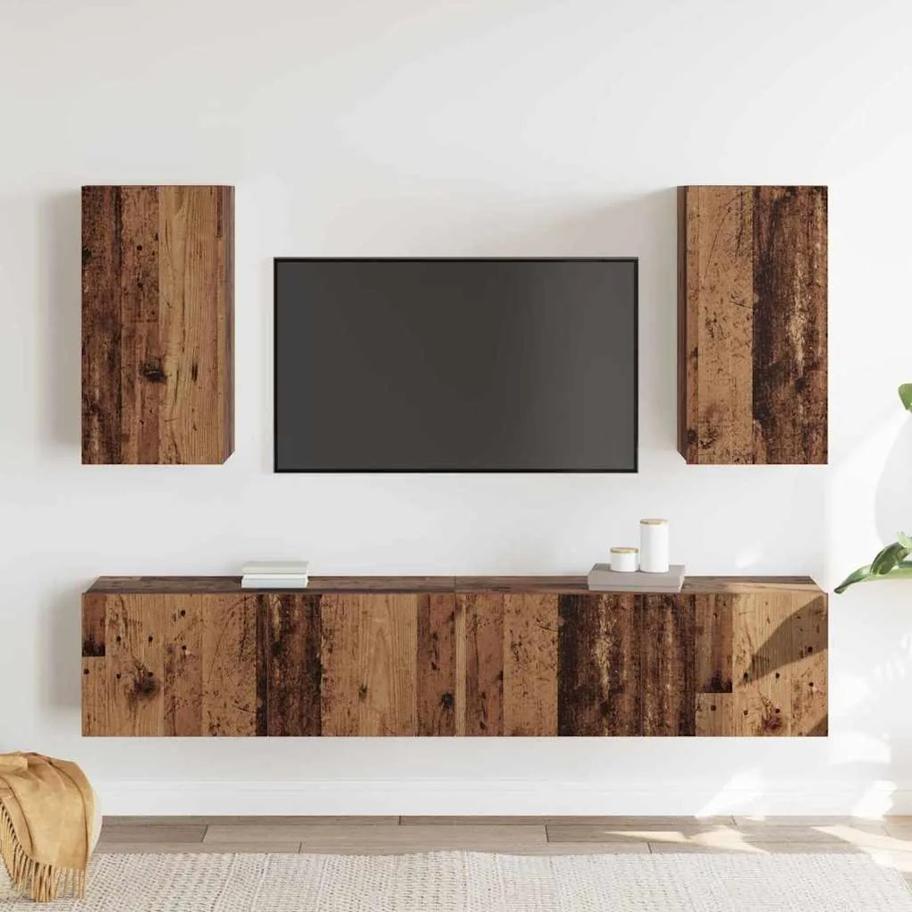 vidaXL Σετ επίπλου τηλεόρασης 4 pcs Παλαιό ξύλο 80 x 30 x 30 εκ