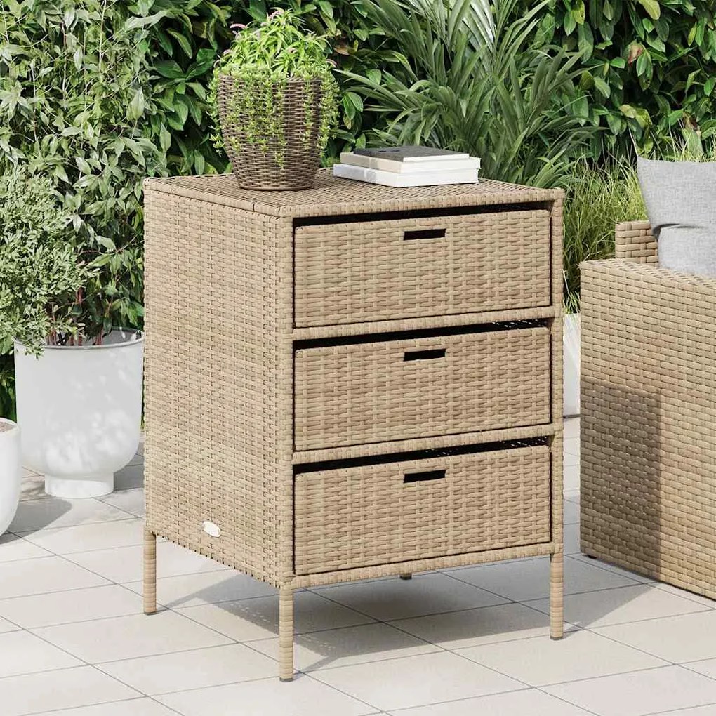 vidaXL Ντουλάπι Αποθήκευσης Κήπου Beige 55x59x80 εκ. Συνθετικό Ρατάν