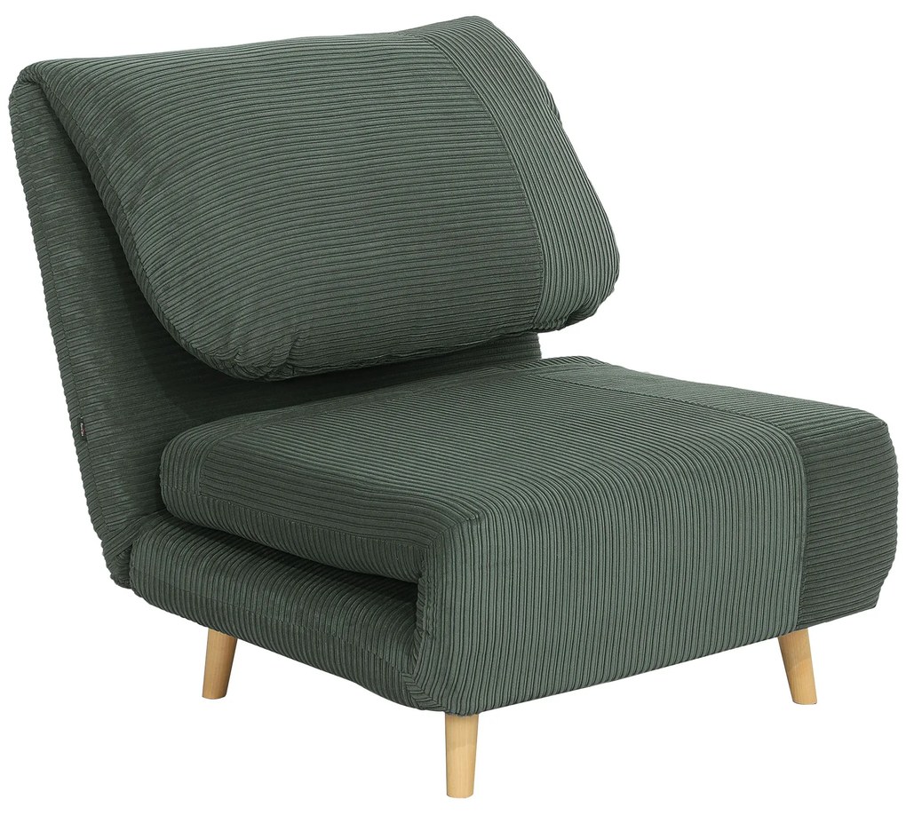 HOMCOM 2-σε-1 πολυθρόνα-κρεβάτι, ρυθμιζόμενο προσκέφαλο, εμφάνιση κοτλέ, 82 cm x 87 cm x 89 cm Πράσινο