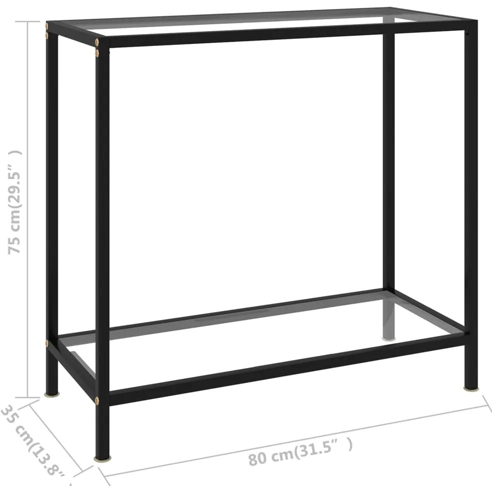 vidaXL Τραπέζι Κονσόλα Διαφανές 80 x 35 x 75 εκ. από Ψημένο Γυαλί