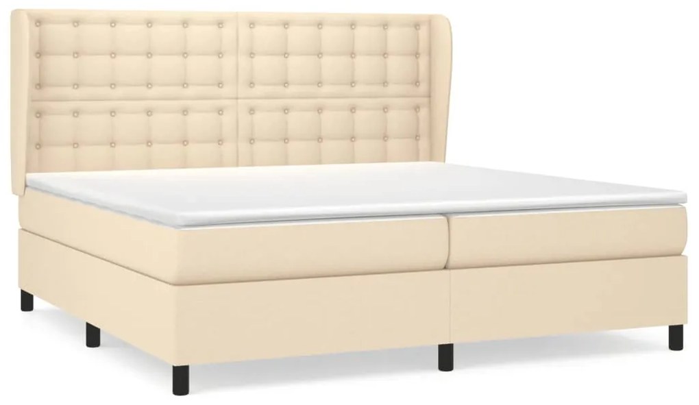 vidaXL Κρεβάτι Boxspring με Στρώμα Κρεμ 200x200 εκ. Υφασμάτινο