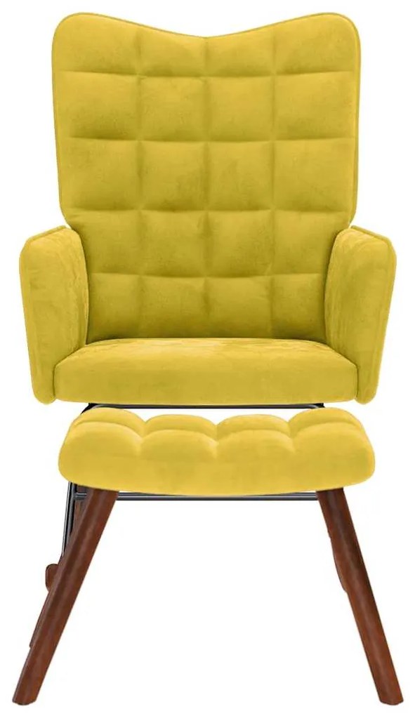 vidaXL Κουνιστή Πολυθρόνα με Σκαμπό Κίτρινο Βελούδο