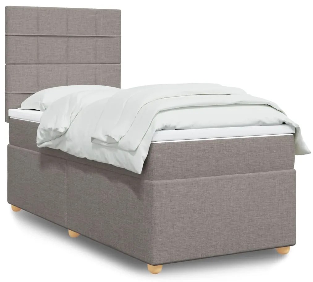 vidaXL Κρεβάτι Boxspring με Στρώμα Taupe 90x190 εκ.Υφασμάτινο