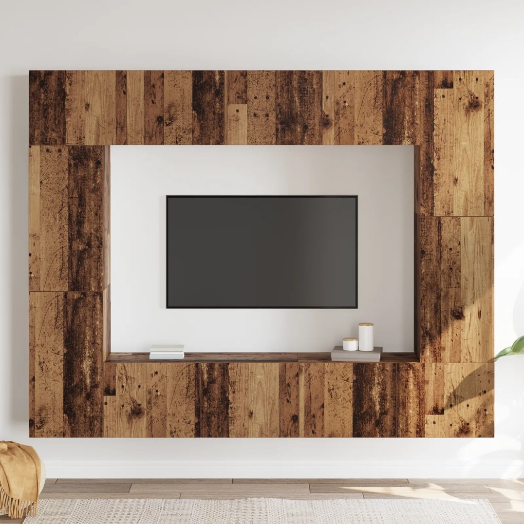 vidaXL Σετ επίπλου τηλεόρασης 8 pcs Παλαιό ξύλο 80 x 30 x 30 εκ