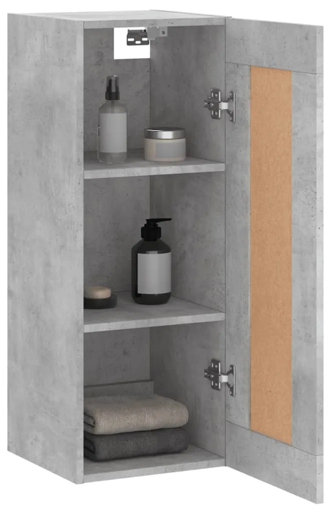 vidaXL Ντουλάπι Τοίχου Γκρι Σκυροδέματος 34,5x34x90 εκ. Επεξεργ. Ξύλο