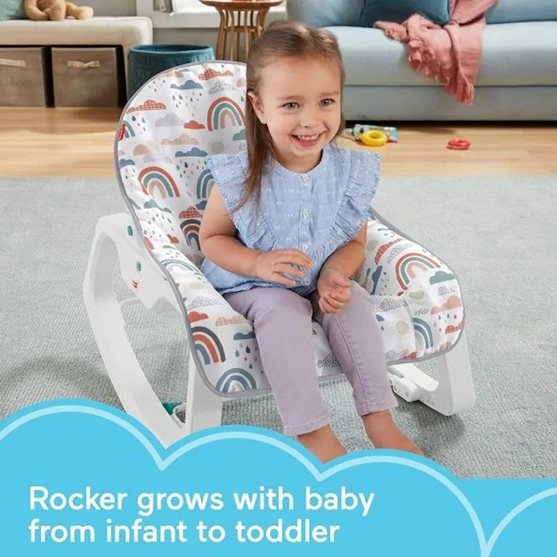 Κούνια - ριλάξ Fisher-Price GVG93,  Έως 18kg,  Δόνηση, Κλείνει και μεταφέρεται εύκολα, Λευκό