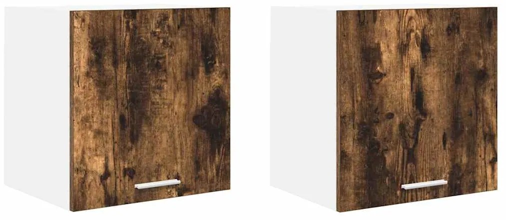 vidaXL Κρεμαστό ντουλάπι με αποθήκευση 2 pcs Καπνιστός Δρυς και Λευκό