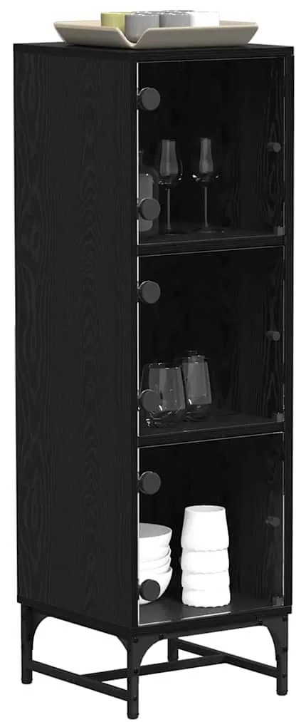 vidaXL Highboard Μαύρη δρυς 35 x 37 x 117 εκ. Επεξεργασμένο ξύλο