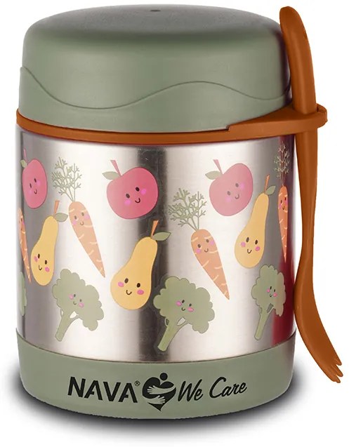 NAVA Παιδικό δοχείο φαγητού ισοθερμικό στρογγυλό &quot;We Care&quot; πράσινο 350ml 10-001-012