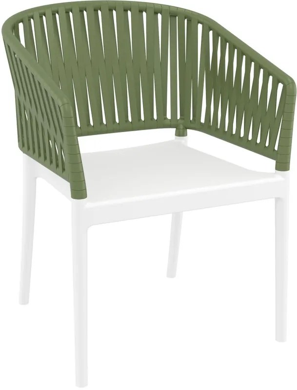 PORTOFINO WHITE/OLIVE GREEN ΠΟΛΥΘΡΟΝΑ ΠΟΛ/ΝΙΟΥ - (58X58X80εκ.), Χρώμα: WHITE/OL.GREEN - SIESTA