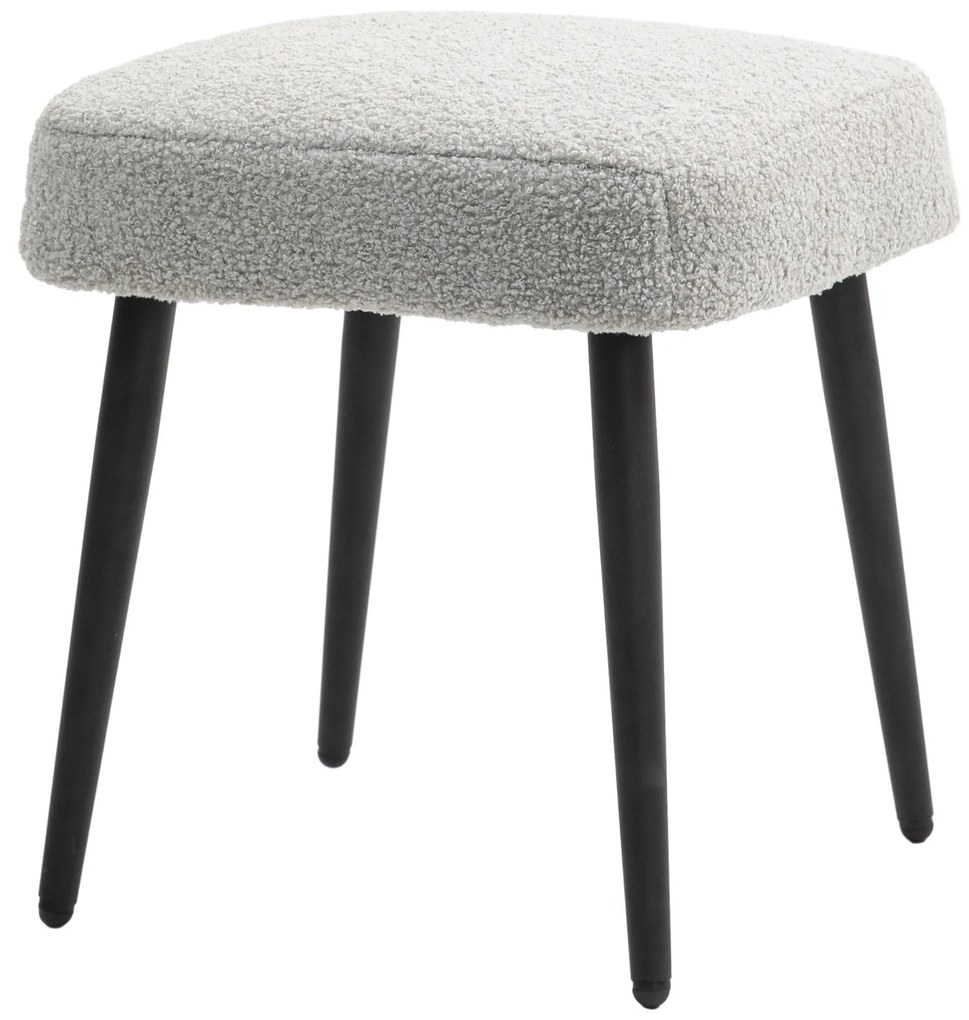 HOMCOM Σκαμπό, υποπόδιο, επενδεδυμένο κάθισμα, όψη κασμίρ, ατσάλινα πόδια, 42 x 42 x 44 cm, Ανοιχτό γκρι