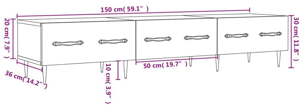 Έπιπλο Τηλεόρασης Καφέ Δρυς 150x36x30 εκ. Επεξ. Ξύλο - Καφέ