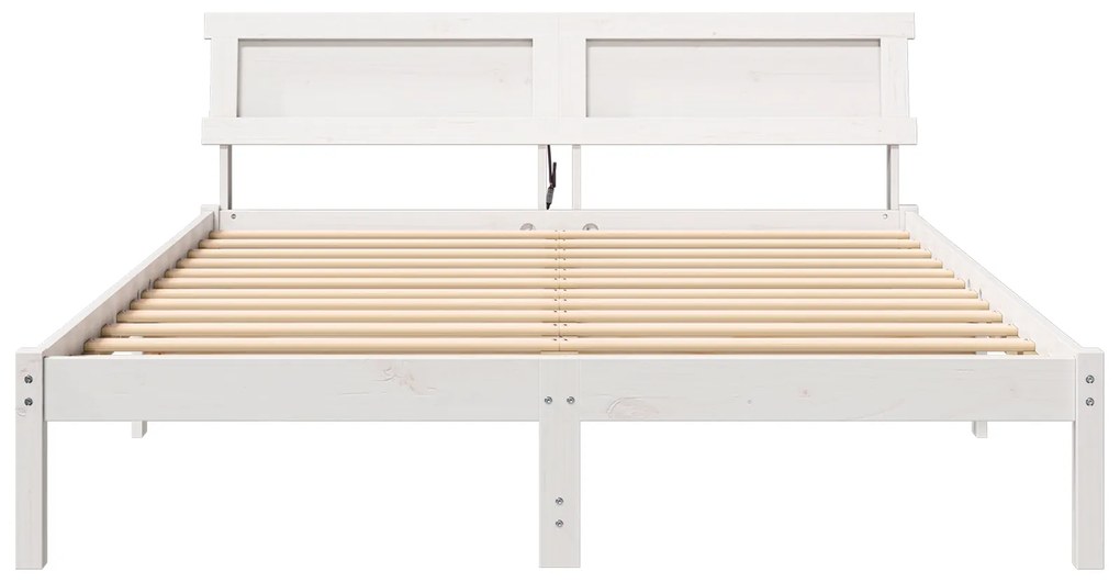 vidaXL Σκελετός Κρεβατιού Λευκό 140 x 200 cm Συμπαγές ξύλο πεύκου