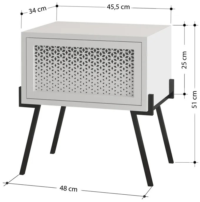 Κομοδίνο μελαμίνης Naive Megapap χρώμα φυσικό οξιάς 48x34x51εκ.