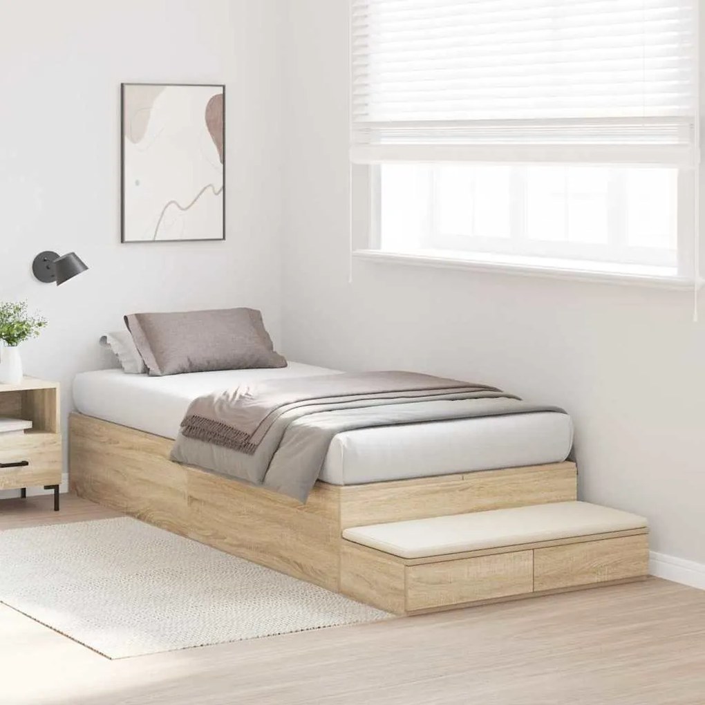 vidaXL Κρεβάτι με αποθηκευτικό χώρο Δρύς Sonoma 226.5 x 90 x 31.5 εκ.
