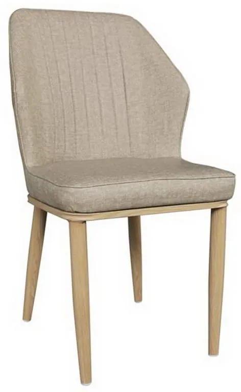 Καρέκλα Delux ΕΜ156,2 49x51x89cm Natural-Beige Σετ 6τμχ Μέταλλο,Τεχνόδερμα