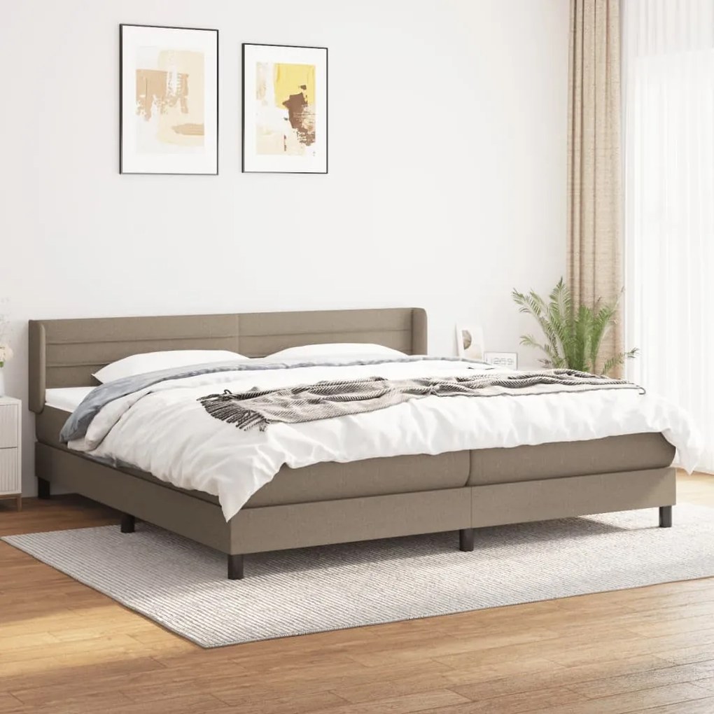 vidaXL Κρεβάτι Boxspring με Στρώμα Taupe 200x200 εκ. Υφασμάτινο