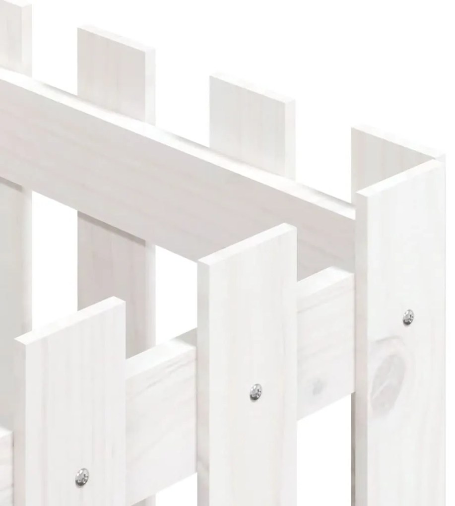 vidaXL Ζαρντινιέρα με Σχέδιο Φράχτη Λευκή 40 x 40 x 40 εκ. Μασίφ Πεύκο