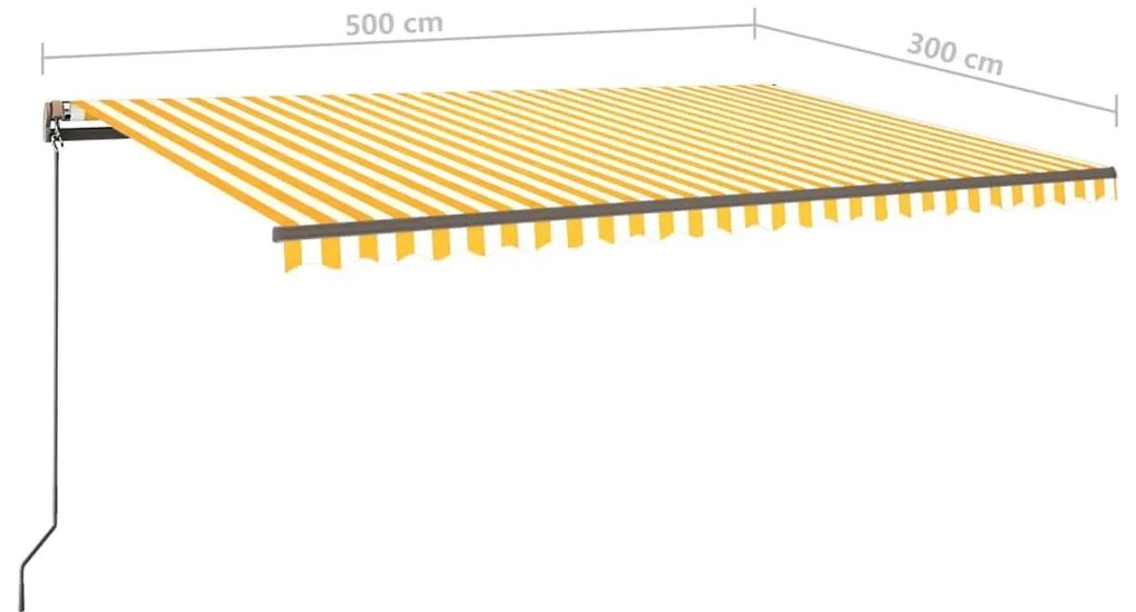 Τέντα Αυτόματη με LED &amp; Αισθητήρα Ανέμου Κίτρινο/Λευκό 5x3 μ. - Κίτρινο