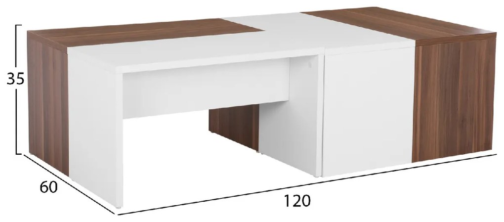 ΤΡΑΠΕΖΙ ΣΑΛΟΝΙΟΥ KARSYN ΚΑΡΥΔΙ-ΛΕΥΚΟ HM9158 120x60x35 εκ.