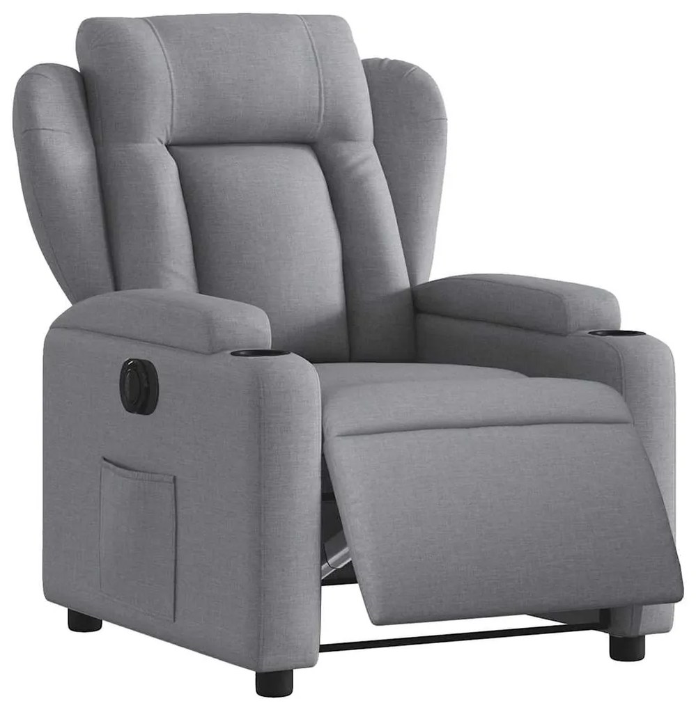 vidaXL Πολυθρόνα Ανακλινόμενη Ηλεκτρική Ανοιχτό Γκρι Υφασμάτινη