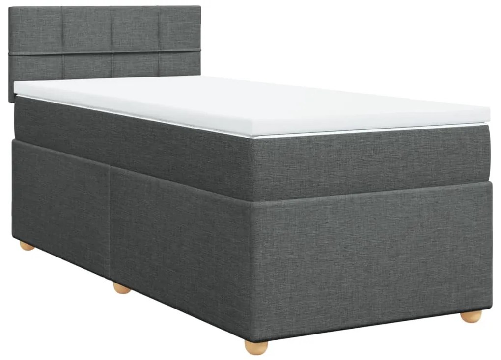 ΚΡΕΒΑΤΙ BOXSPRING ΜΕ ΣΤΡΩΜΑ ΣΚΟΥΡΟ ΓΚΡΙ 90X190 ΕΚ. ΥΦΑΣΜΑΤΙΝΟ 3286536