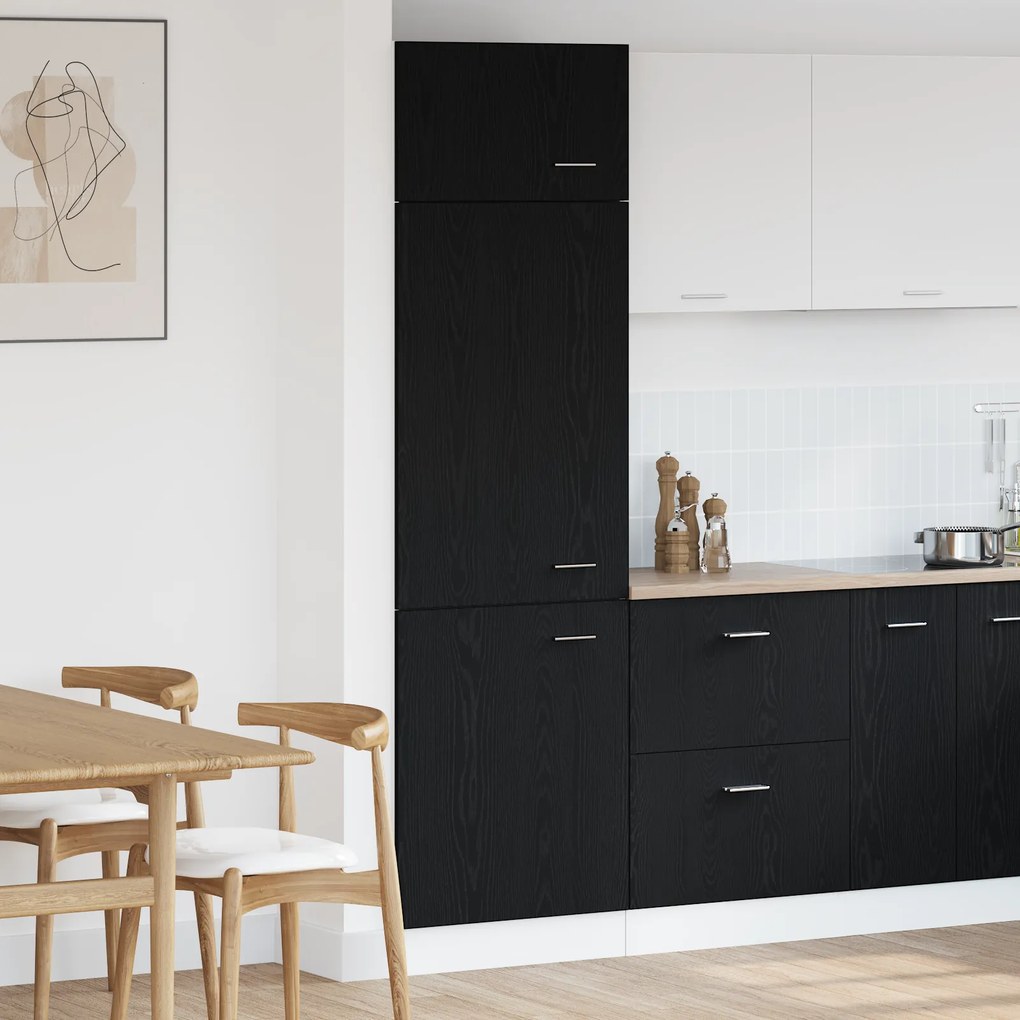 vidaXL Ντουλάπα Ψυγείου σε Μαύρη Δρυς - 60x57x207 εκ, Ξύλινη Κατασκευή