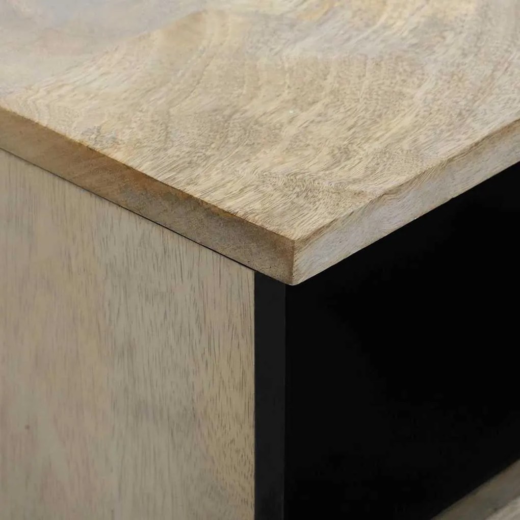 vidaXL Κομοδίνο Λευκό και Μαύρο 40 x 33 x 46 εκ. Μασίφ ξύλο ακακίας