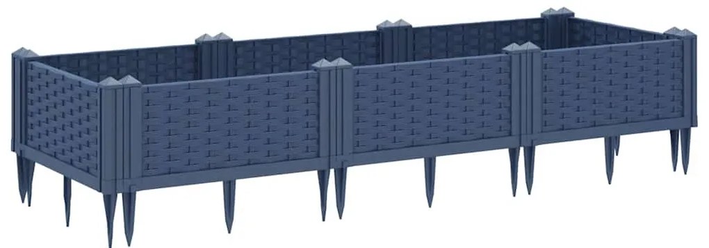 vidaXL Ζαρντινιέρα με Πασσάλους Μπλε Γκρι 125x40x28,5 εκ. Πολυπροπυλένιο