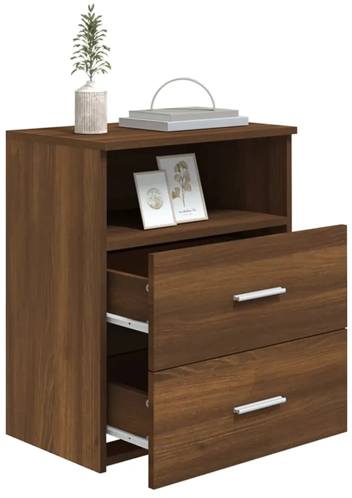 vidaXL Κομοδίνα 2 τεμ. Καφέ Δρυς 50 x 32 x 60 εκ.