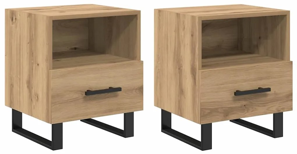 vidaXL Κομοδίνο 2 pcs Artisan Oak 40 x 35 x 47,5 εκ Επεξεργασμένο ξύλο