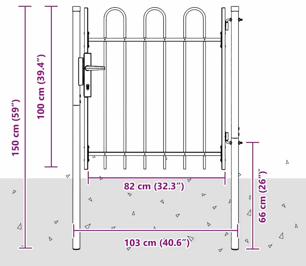 vidaXL Πύλη Φράχτη Γκρι 100 x 100 cm Χάλυβας με Επικάλυψη Πούδρας
