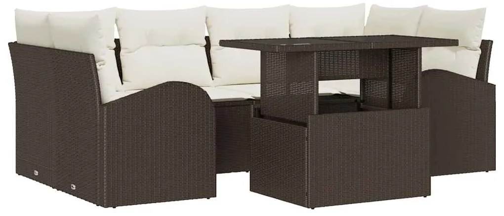 vidaXL Σετ Καναπέ Κήπου 7 pcs Καφέ 100 x 55 x 73 εκ Πολυ ράταν