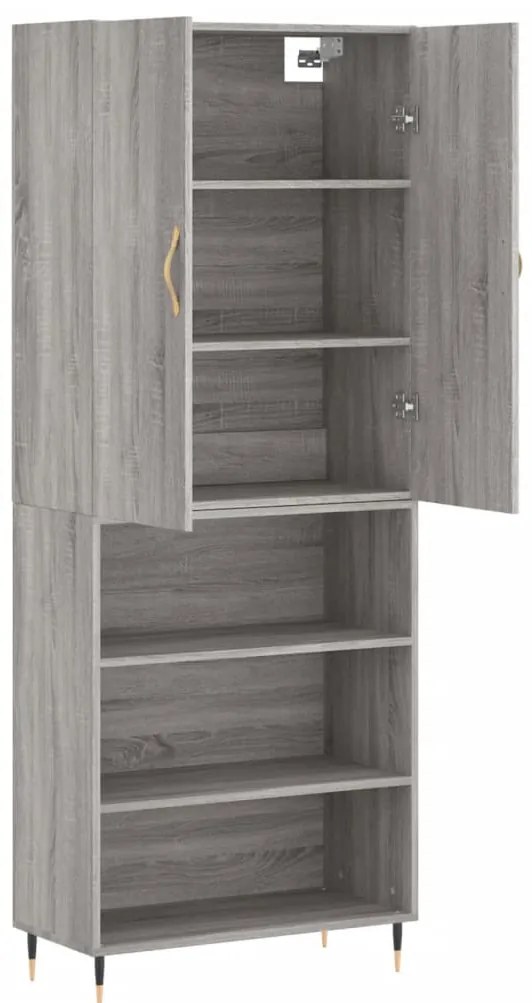vidaXL Ντουλάπι Γκρι Sonoma 69,5 x 34 x 180 εκ. Επεξεργασμένο Ξύλο