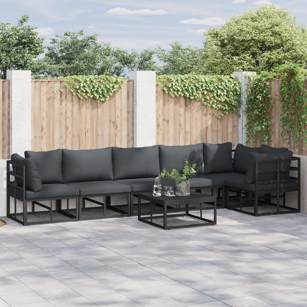 vidaXL Σετ Καναπέ Κήπου 6 pcs Μαύρο 70 x 70 x 32 εκ Αλουμίνιο