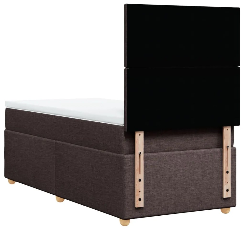 vidaXL Κρεβάτι Boxspring με Στρώμα Σκούρο Καφέ 80x200 εκ. Υφασμάτινο