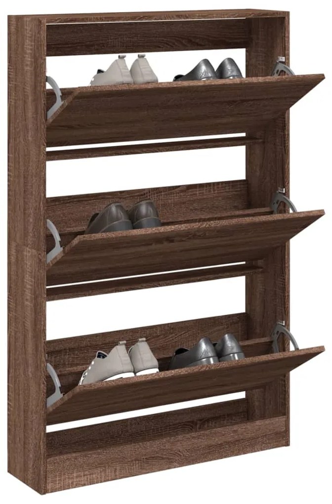 Παπουτσοθήκη Καφέ δρυς 80x21x125,5 εκ. από Επεξεργασμένο Ξύλο