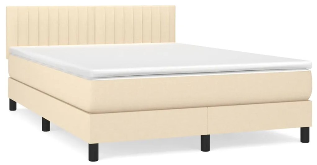 Κρεβάτι Boxspring με Στρώμα Κρεμ 140x190 εκ. Υφασμάτινο - Κρεμ