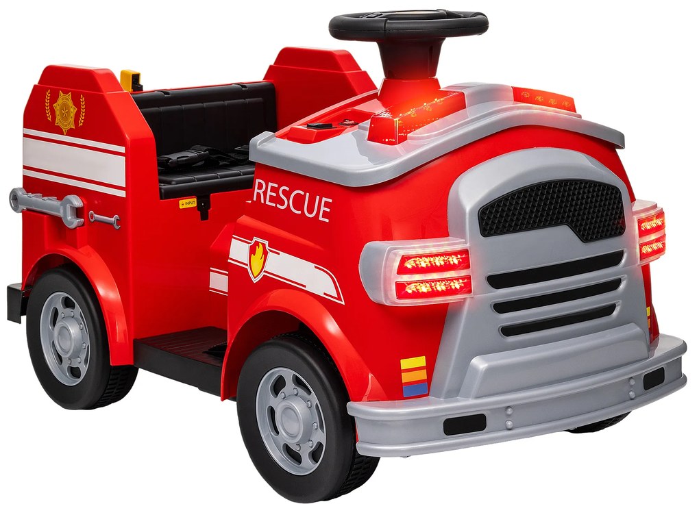 AIYAPLAY Πυροσβεστικό όχημα, Ηλεκτρικό παιδικό αυτοκίνητο, μέγ. 3 χλμ/ώρα, σειρήνα, φάρος, εργαλεία, για παιδιά 3-5 ετών