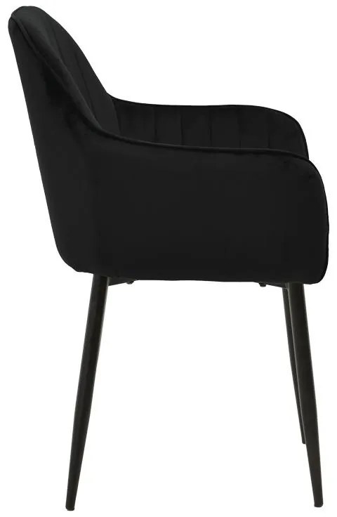 Καρέκλα - Πολυθρόνα Noor σε Μαύρο Βελούδο με Μαύρο Μεταλλικό Πόδι 58x58x86εκ. 2αδα 58x58x86 εκ.