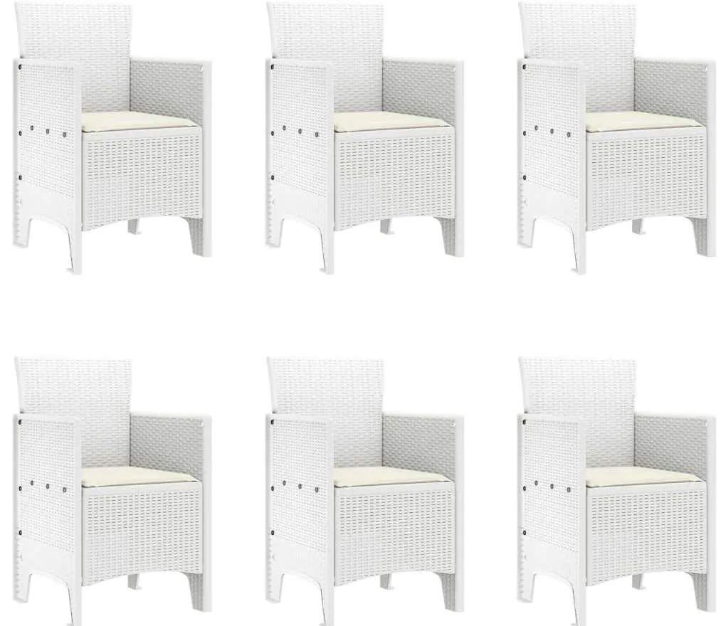 vidaXL Σέτ φαγητού για κήπο 7 pcs Λευκό Rattan Polt