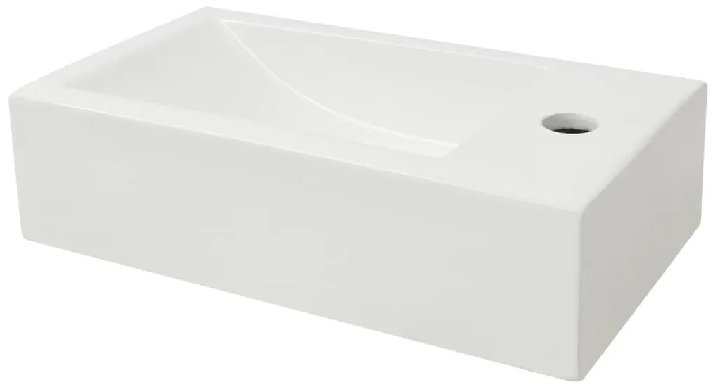 vidaXL Νιπτήρας Ορθογώνιος Οπή Βρύσης Λευκός 46x25,5x12 εκ. Κεραμικός